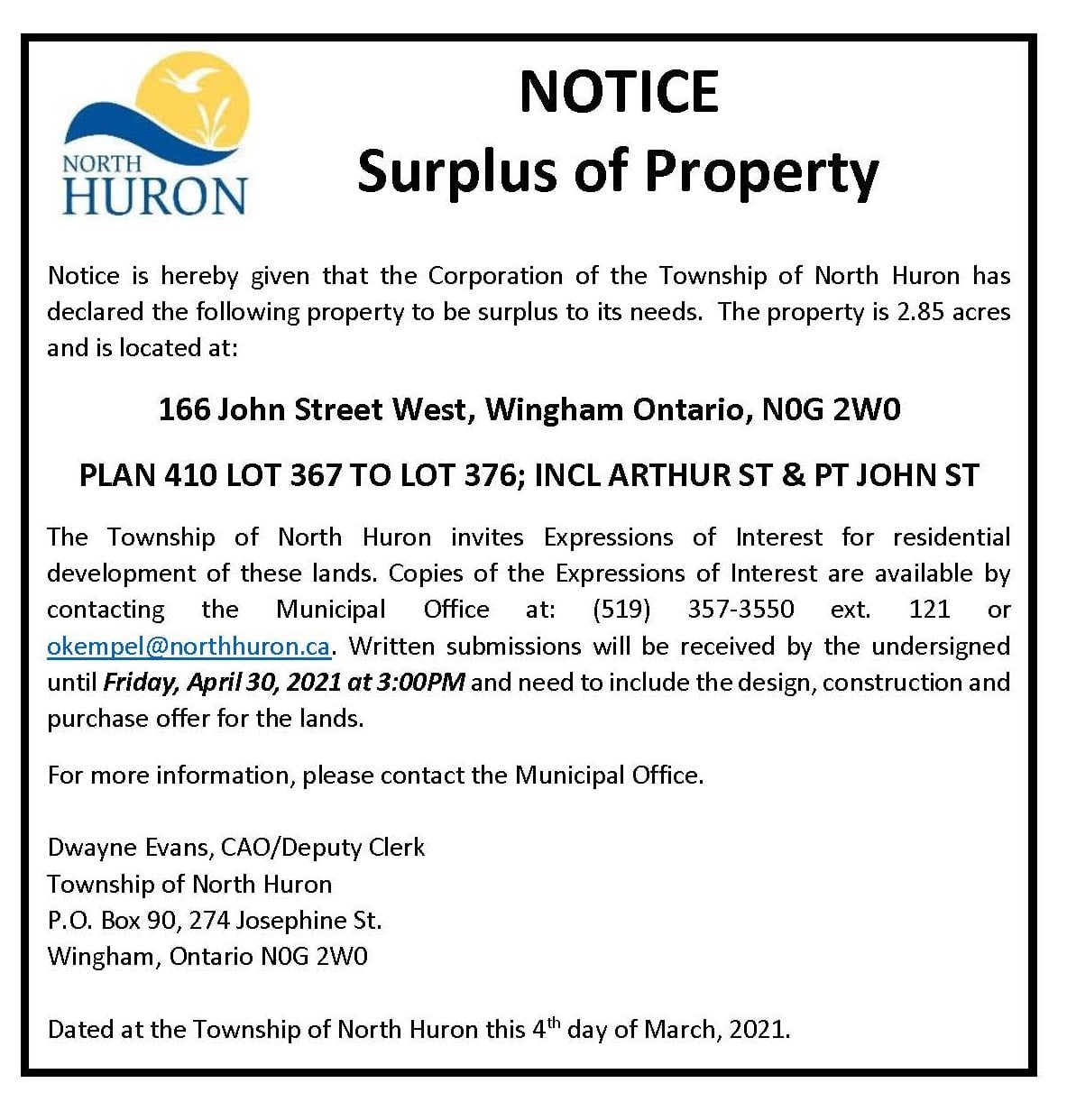 Surplus of Property Advertisement